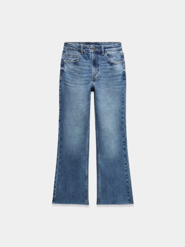 Blue Mid Rise Flared Jeans