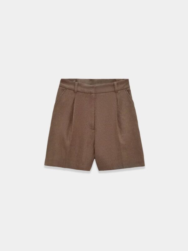 Brown high waisted linen short
