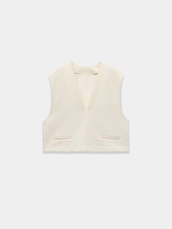 White Cropped Gillet